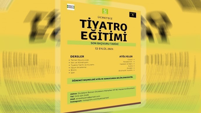Amed Şehir Tiyatrosu’ndan ücretsiz atölyeler: Son başvuru 13 Eylül